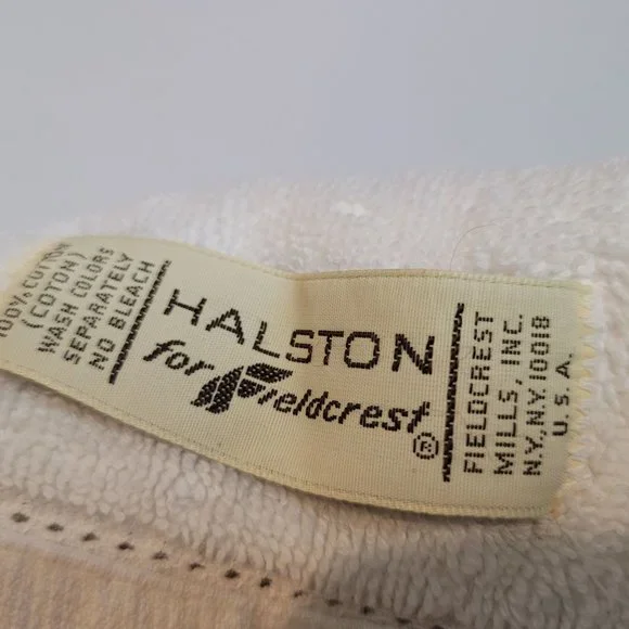 Vintage 70s Halston For Fieldcrest Towel Set of 3 Green Floral Light Pink 2 Bath Bath